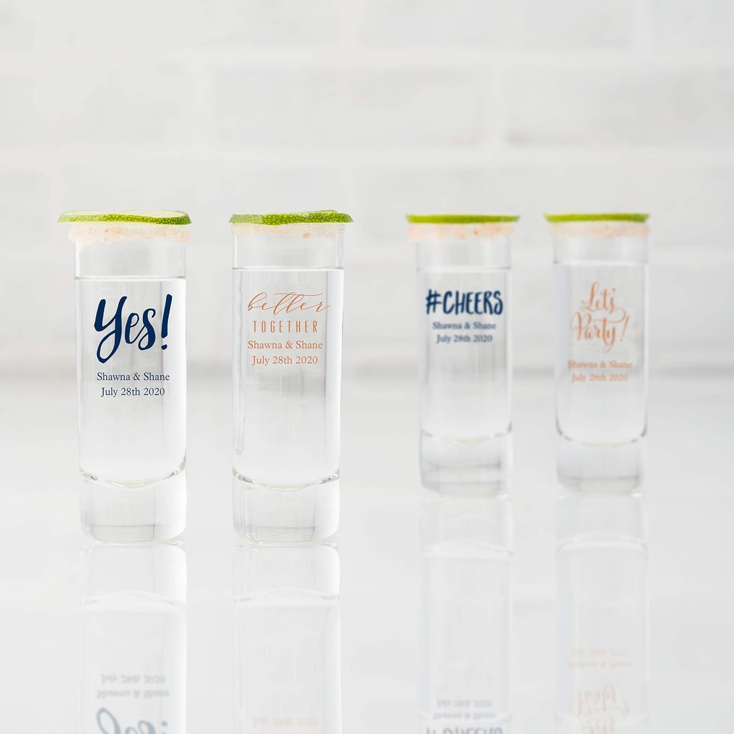 WEDDINGSTAR Personalized 2.5oz Tall Shot Glass Customizable Full Color Print - 168 pack