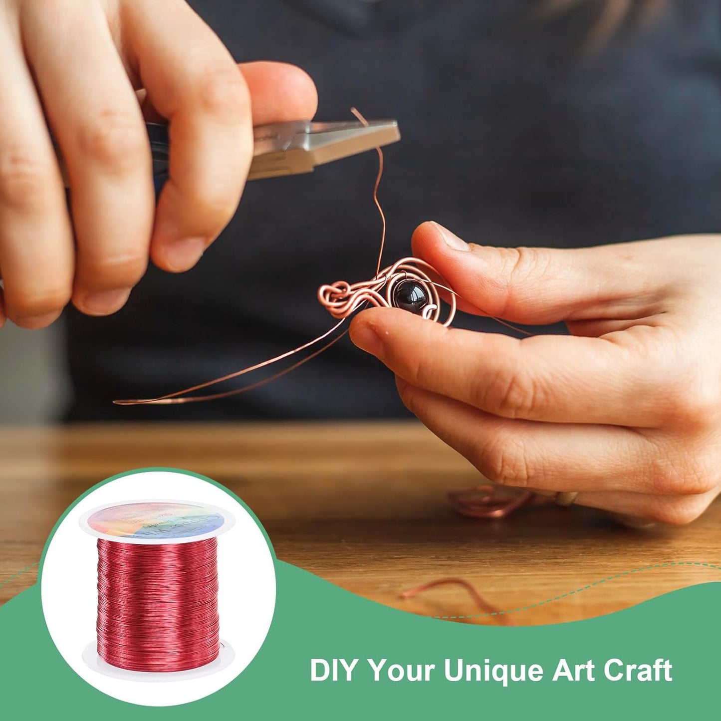 0.3mm Jewelry Wire, 28 Gauge 328FT Craft Wire Copper Beading Wire for Jewelry Making/Planting/Weaving/DIY Crafting, Soft Metal Wires [100M, Red]