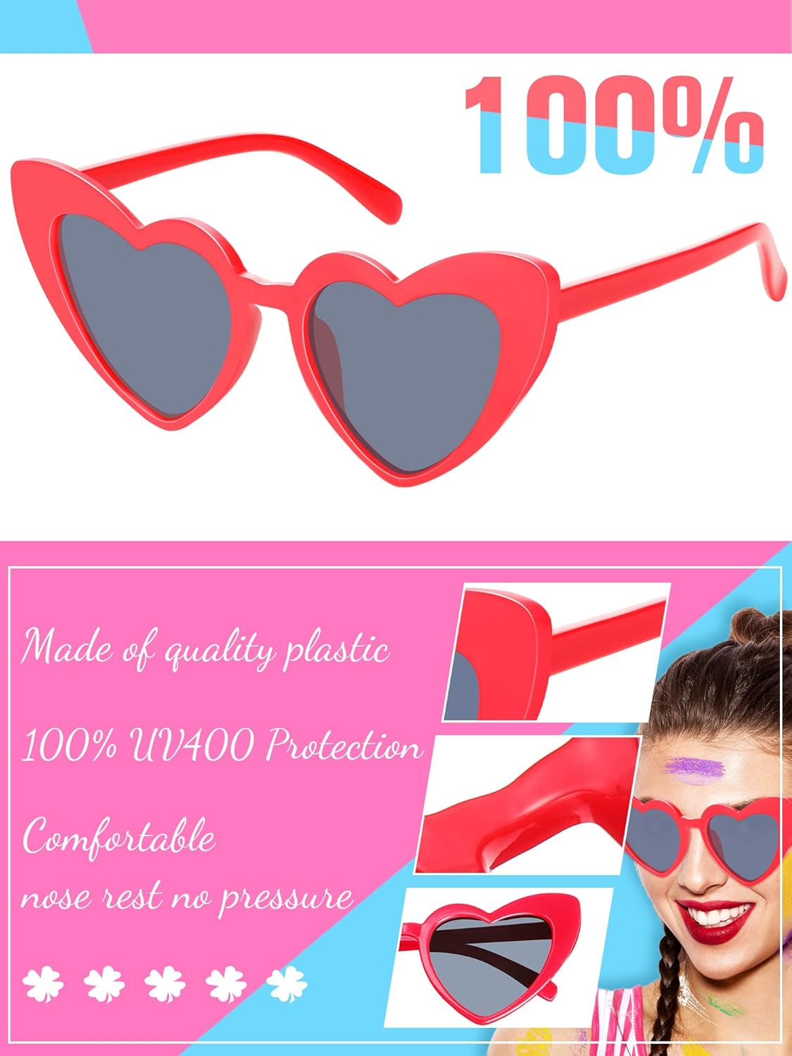 Flutesan 12 Pack Bachelorette Sunglasses Bride Bridesmaid Heart Shaped Sunglasses Women Eyeglasses for Party