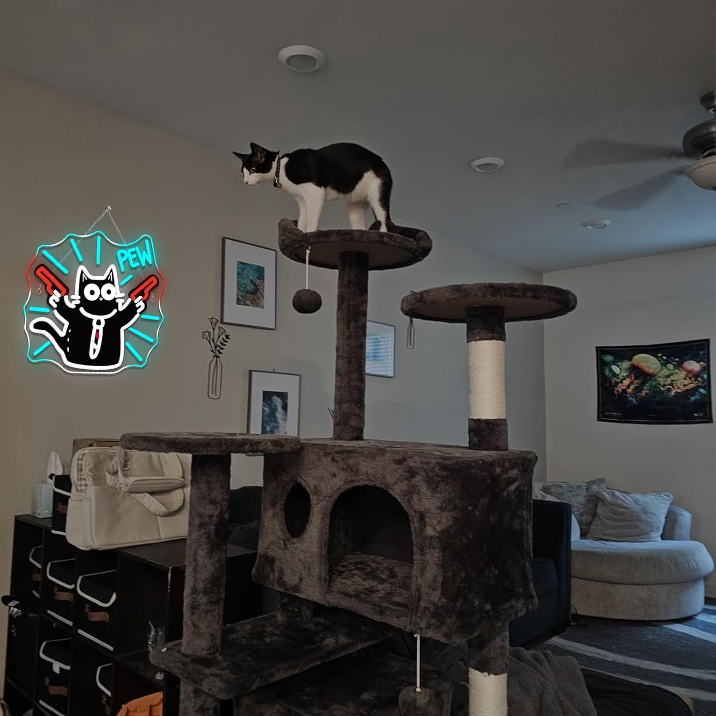 Cat Neon Sign Pew Led Light Cute Neon Signs For Wall Decor Bar Light Up For Game Room Bedroom Cat Cafe Pet Party Decoration Cat Lovers Kids Gifts