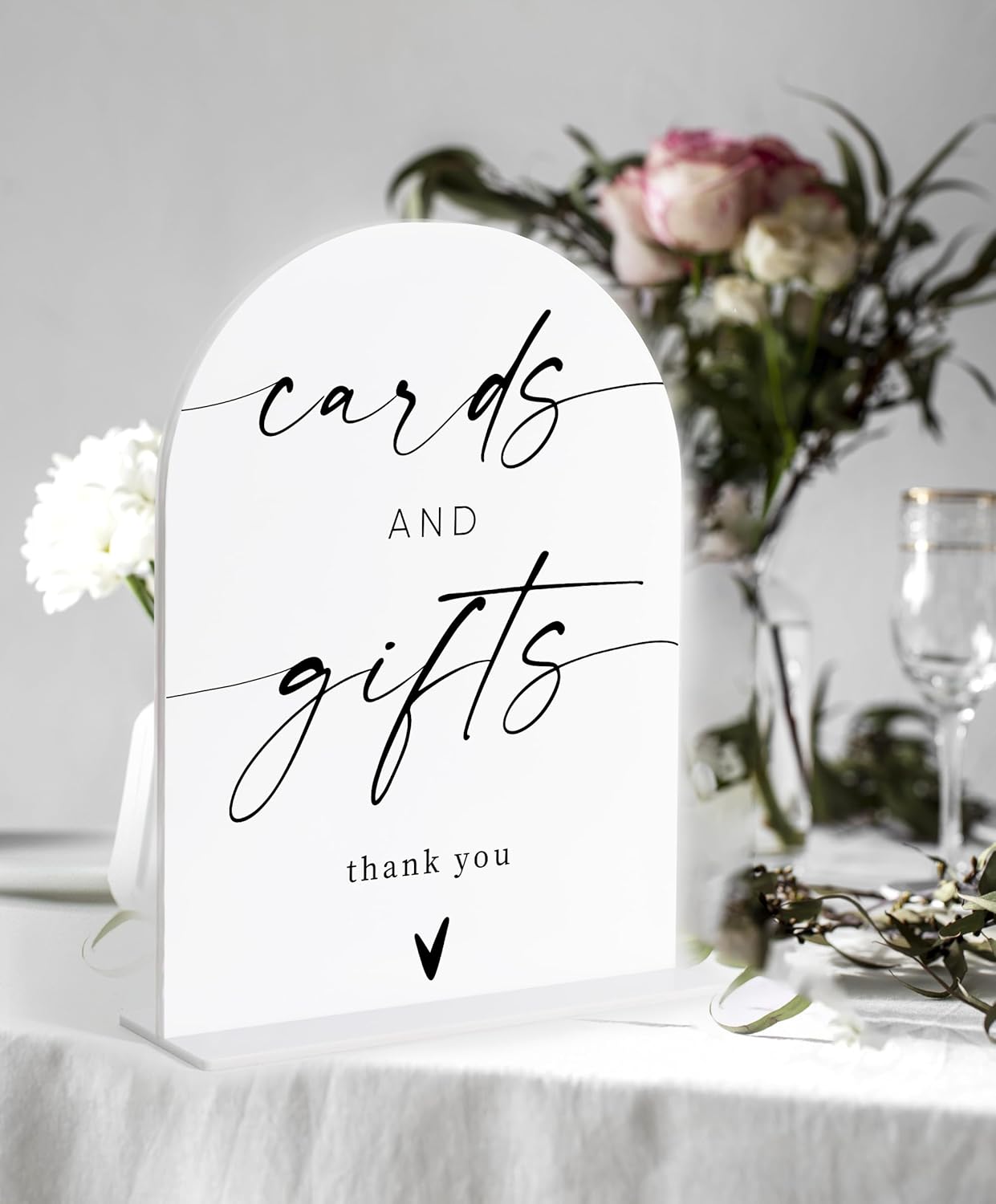 Cards and Gifts Sign, White Arch Acrylic Wedding Sign, Wedding Favors for Guests, Bridal Shower Decor, Engagement Party Decor, Centerpiece Table Decorations Party for Bride and Groom-2