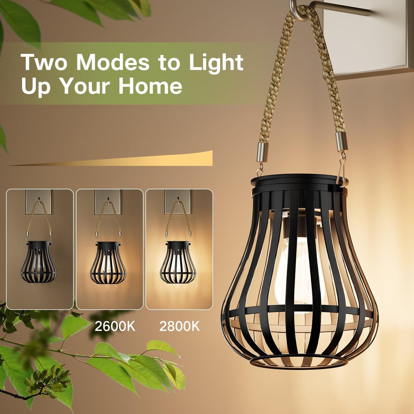 Solar Lanterns Outdoor Waterproof - Hanging Solar Lights for Outside, Halloween Yard Decorative, Classic High Brightness Garden Lanterns Lamp for Patio Table Pathway Decor, Pack 2