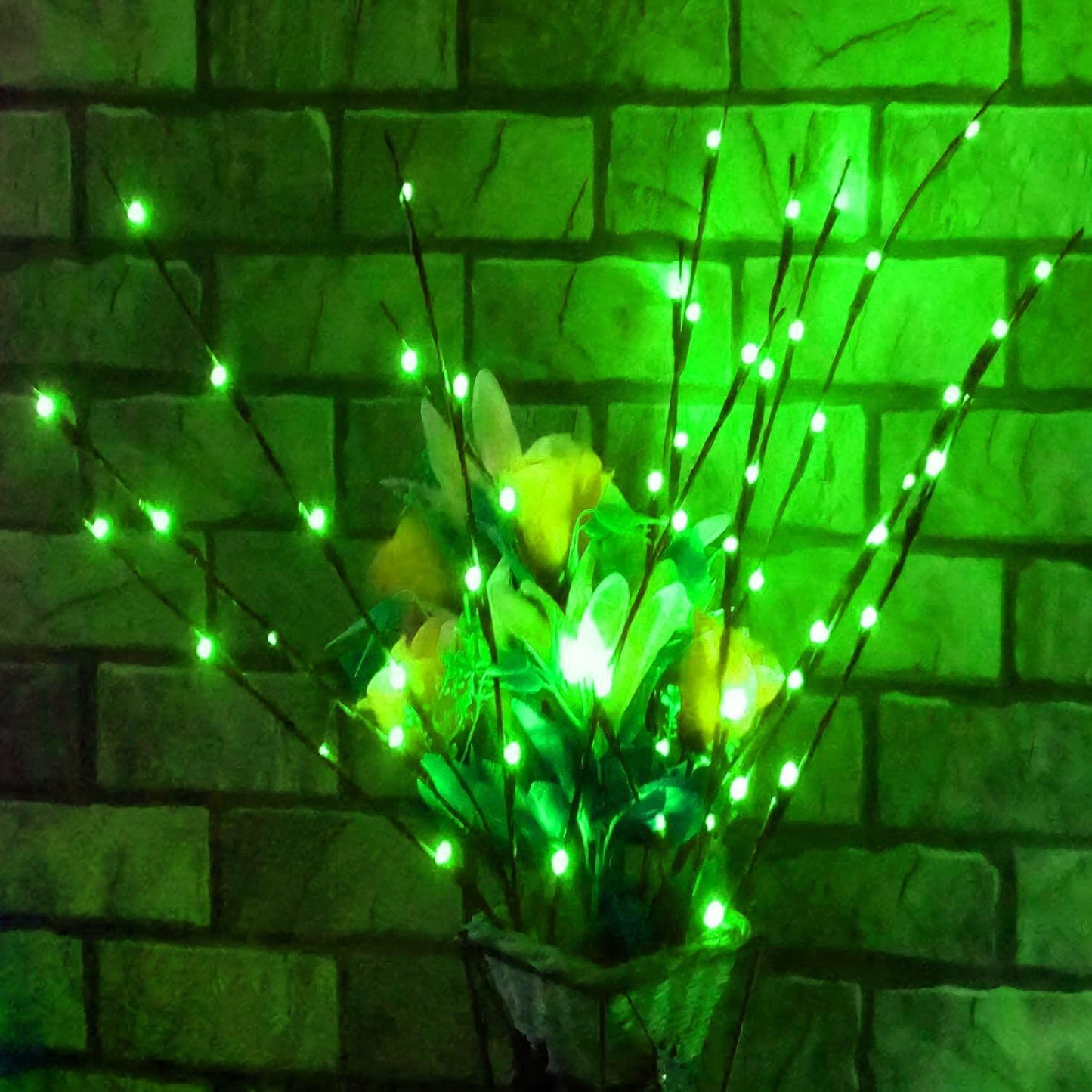 MENCH Branch Lights,6 Pcs Twig Light USB&Battery Powered 8 Flashing Modes by Remote Control.Branch Lights for Indoor, Light Up Decorations for Halloween Day and Christmas,Green