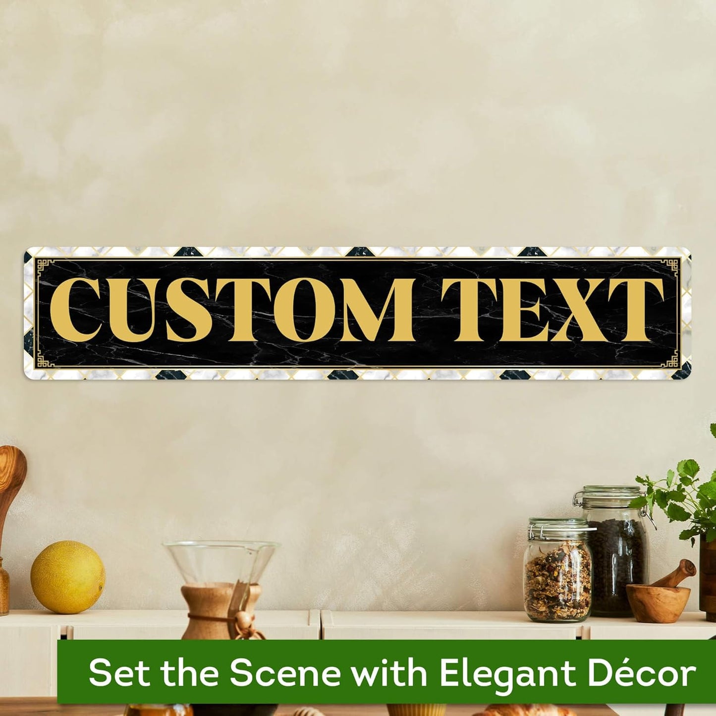 Custom Sign, Custom Street Sign, 11 Font Colors, 13 Font Styles, 4 Hole Options, 22 Sizes, 6x30 Inches, Rust Free DiBound, Fade Resistant, Made in USA by My Sign Center (Marble Tile)