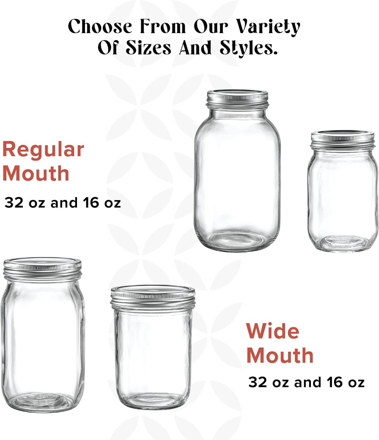 [6 Pack] 16 oz. Regular-Mouth Glass Mason Jars with Metal Airtight Lids and Bands for 1 Pint Canning, Preserving, & Meal Prep
