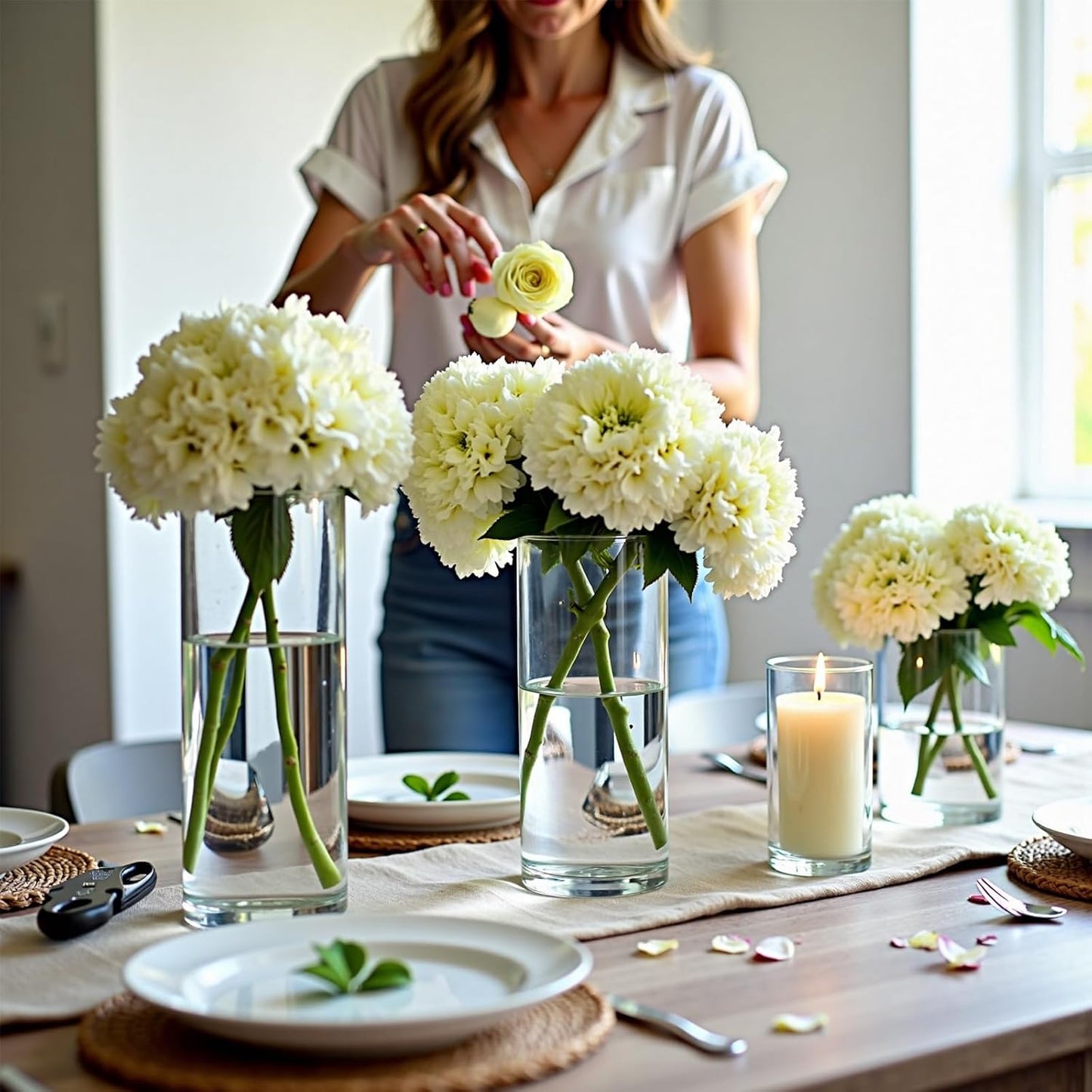 16 Pack Clear Glass Cylinder Vases for Centerpieces - Different Sizes Floating Candle Vases Holder -4", 6", 8",10" Hight Perfect for Weddings and Events