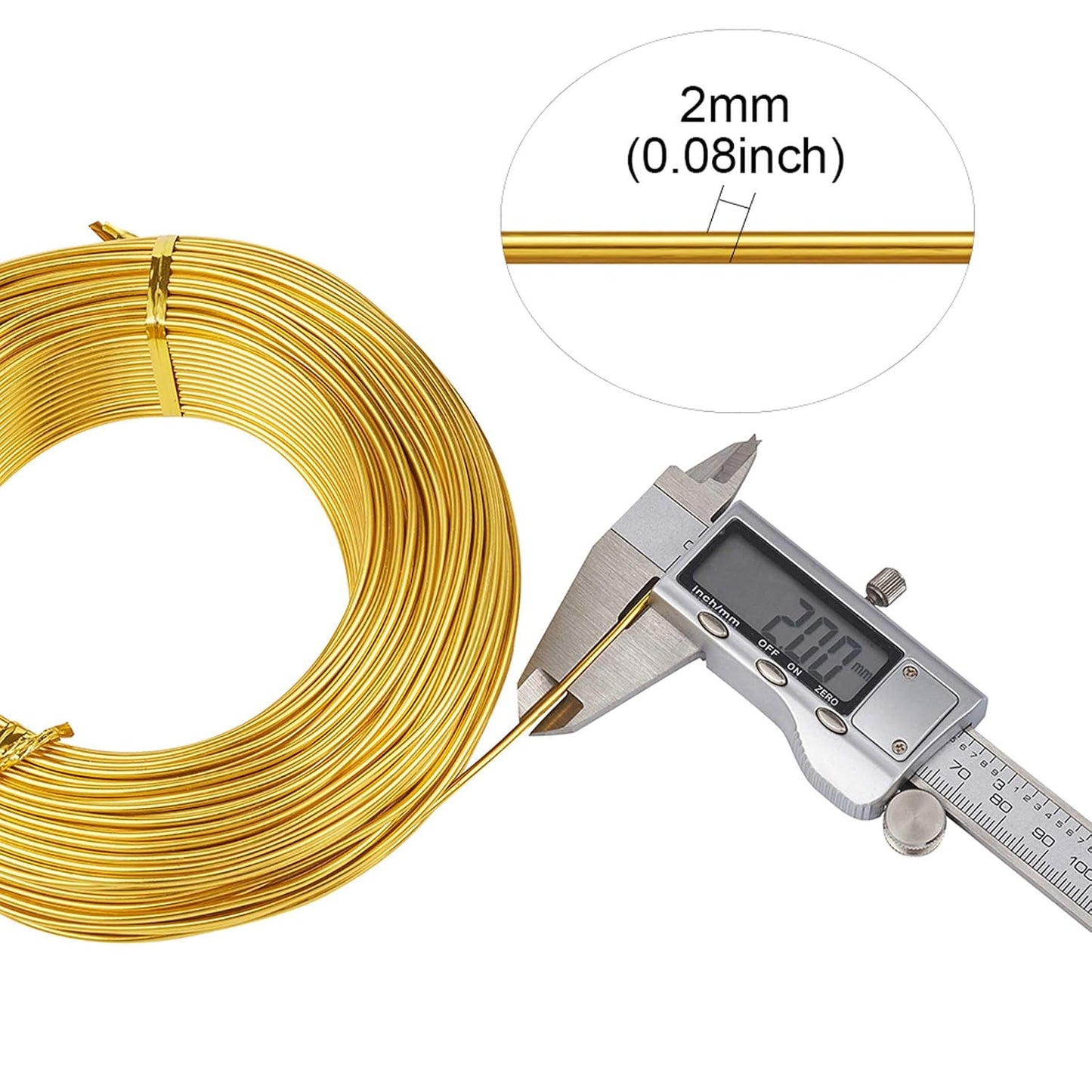 Fashewelry 180 Feet 2mm Gold Aluminum Wire Bendable Metal Craft Wire for Beading Sculpting Jewelry Making