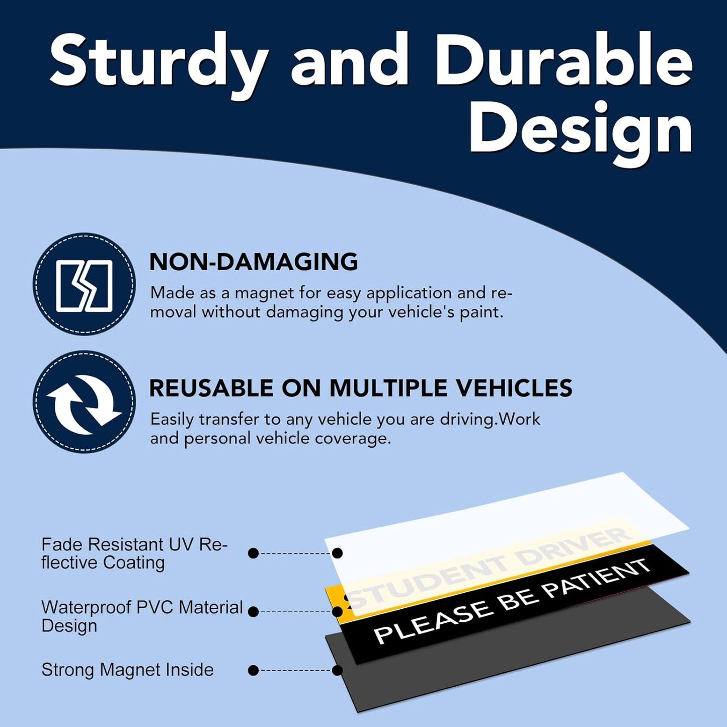DIYMAG 6Pcs Student Driver Magnet for Car, 9" x 3.2" New Students Drivers Sign Magnetic Novice Magnetics Vehicle Safety Signs Reusable Movable