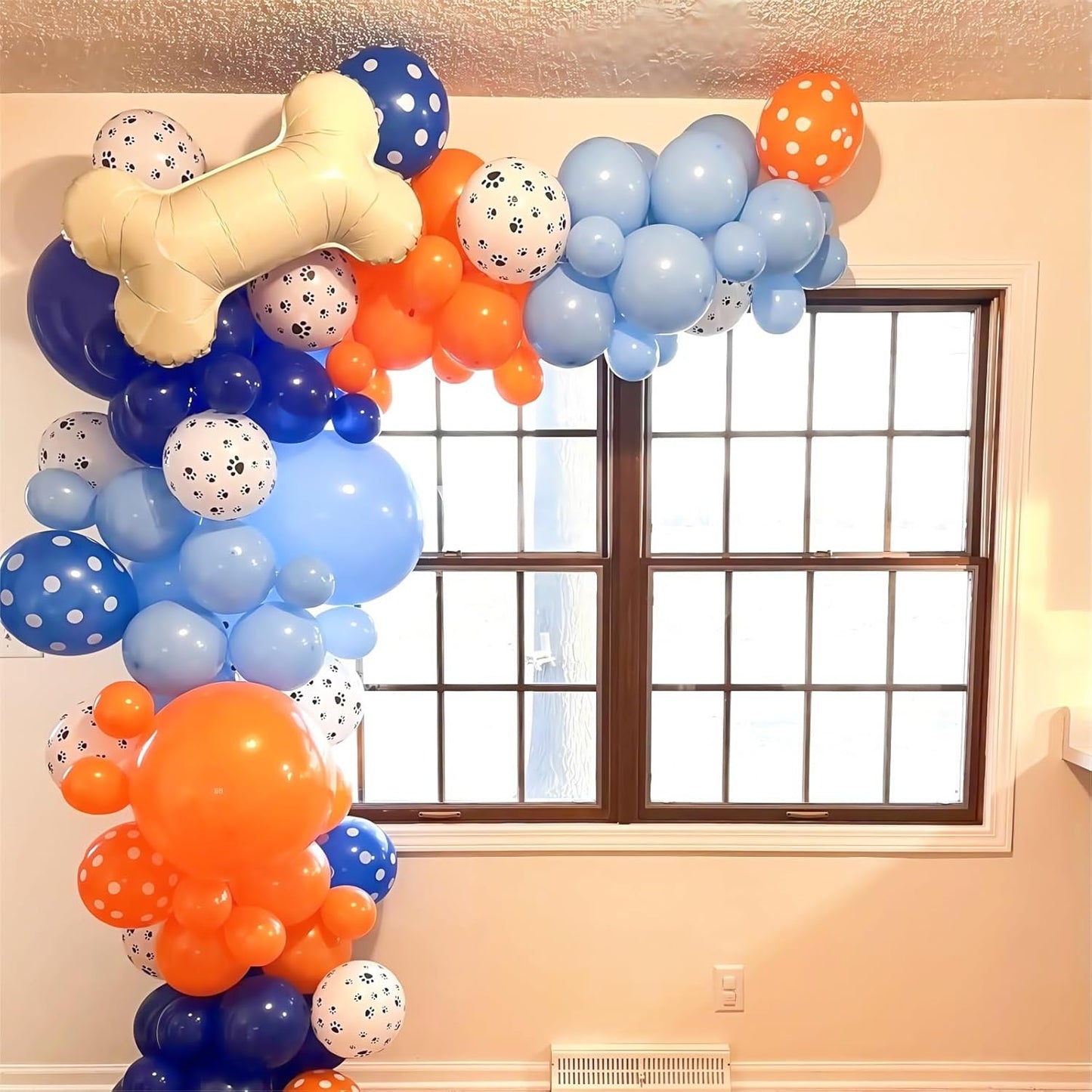 Blue and Orange Balloons Set, 12 Inch Orange Royal Pastel Dark Blue Balloon with Paw Print Balloons for Boys Girls Dog Puppy Paw Theme Decor Baby Shower Birthday Party Decorations Supplies