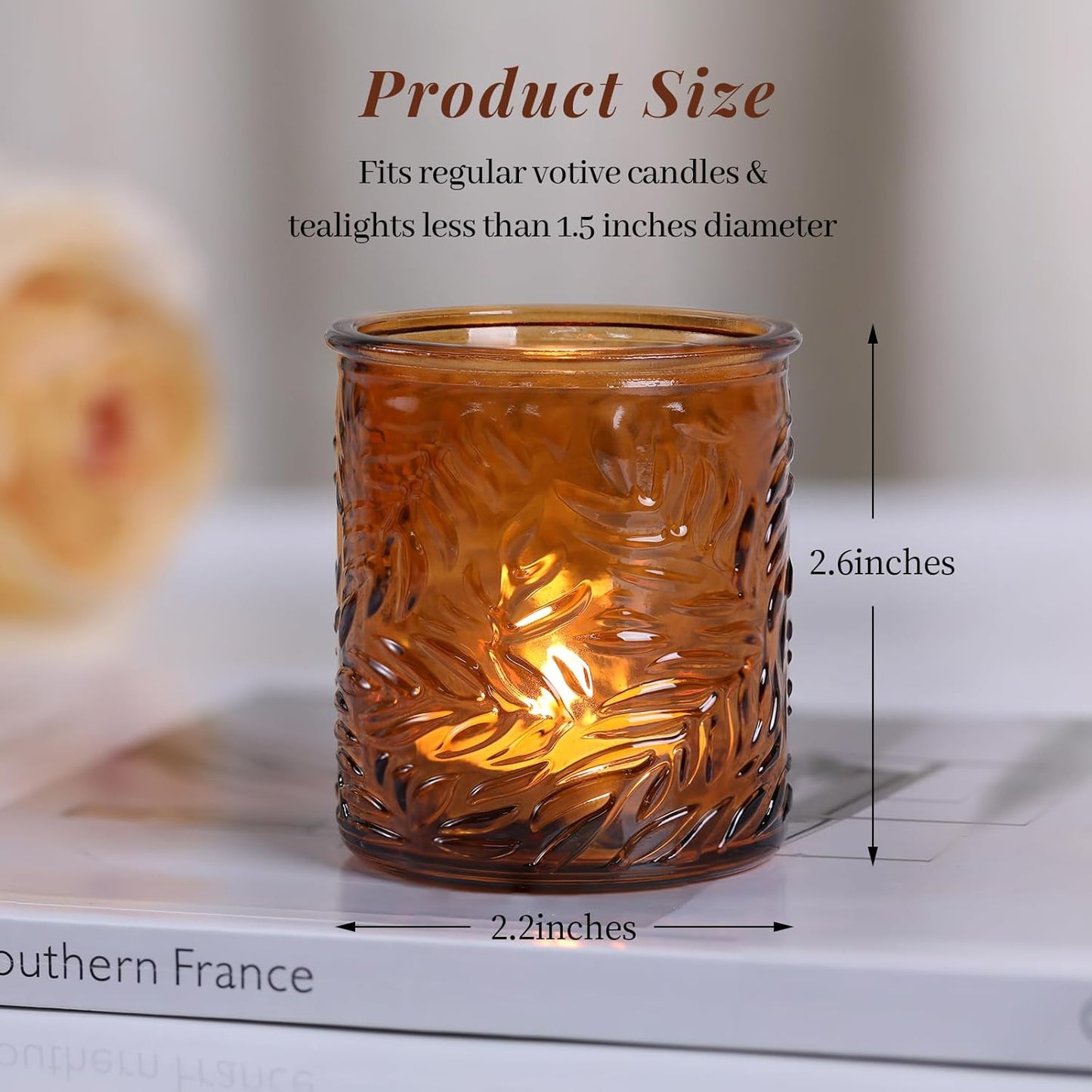 24 pcs Amber Votive Candle Holders, Tea Light Candle Holders for Wedding Centerpieces, Glass Candle Holder for Vintage Home Christmas Decoration Party Supplies
