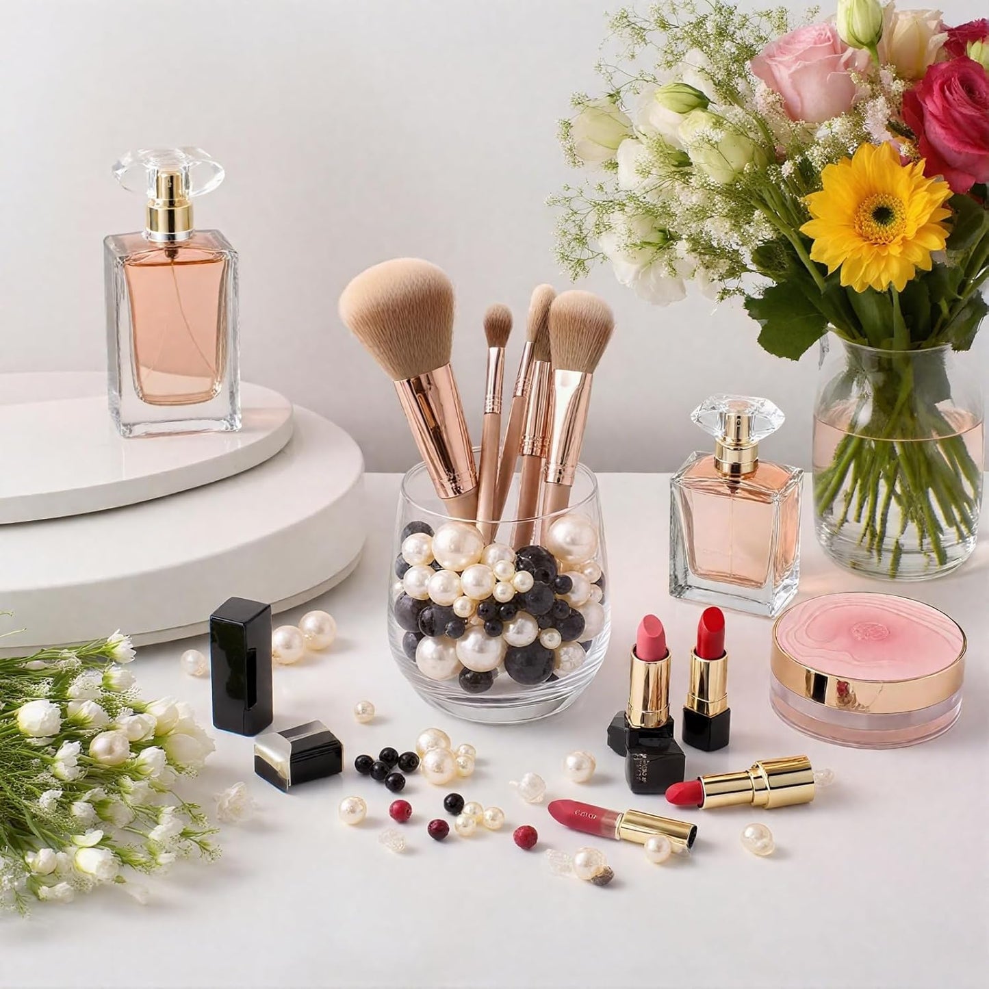 200 Pcs Vase Filler Beads Black and White Pearl Beads for Vase No Hole Pearls for Centerpieces Vases DIY Home Table Party Decor DIY Wedding 8/14/20mm