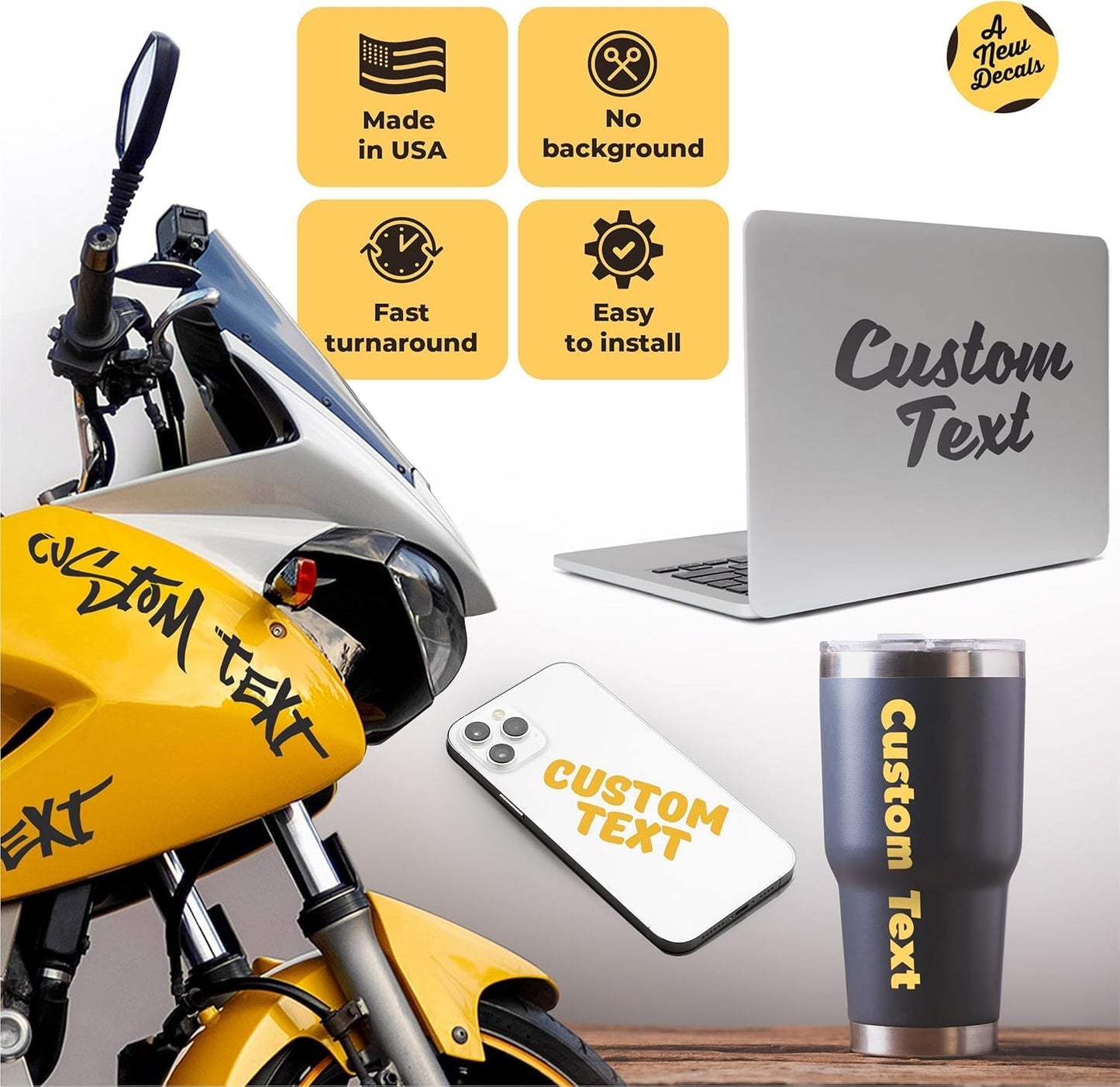 Custom Vinyl Lettering - Custom Text Vinyl Sticker - Personalizes Vinyl Lettering for Car, Trucks, Boats, Doors, Windows, Walls - Custom Decal Text Name Sticker