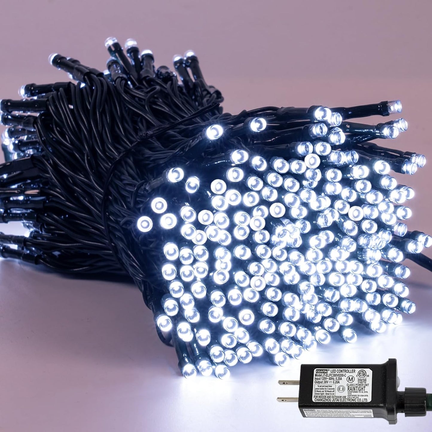 YEGUO 66ft 200 LED Christmas Lights Outdoor Waterproof, White Christmas Tree Light Indoor, Green Wire Twinkle String Light Plug in with Timer Memory 8 Modes