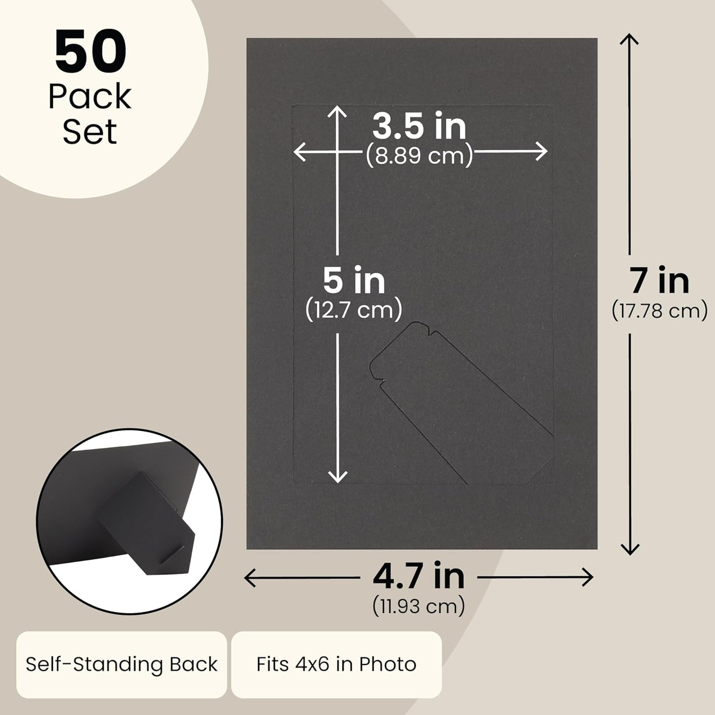 Juvale 4x6 Black Cardboard Photo Frames Bulk -Tabletop Easel Back for DIY Crafts - Paper Picture Frames with Stand 50-Pack