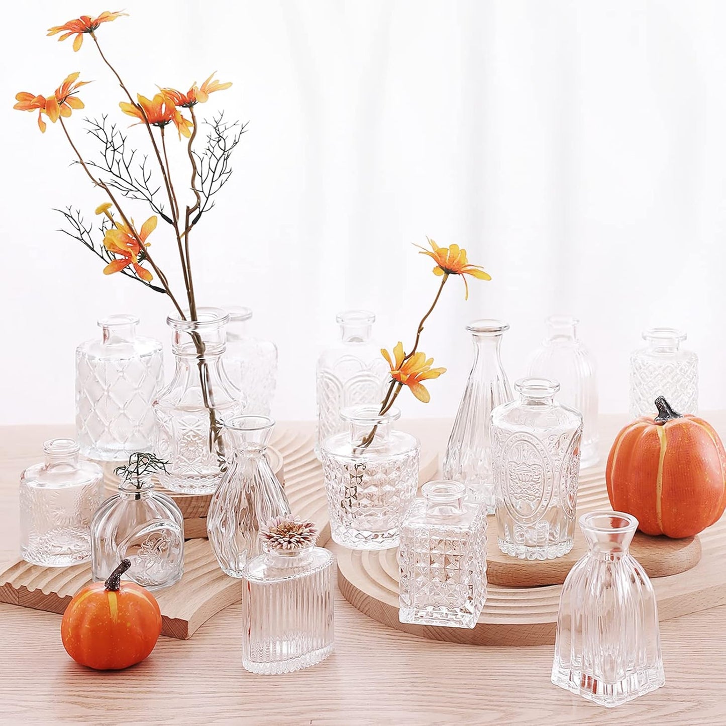 Arme Glass Bud Vase Set of 32 Pcs，Small Glass Vases for Flowers，Clear Bud Vases in Bulk，Vintage Vases for Centerpieces，Small Glass Bud Vase for Rustic Wedding Decorations，Home Table Flower Décor