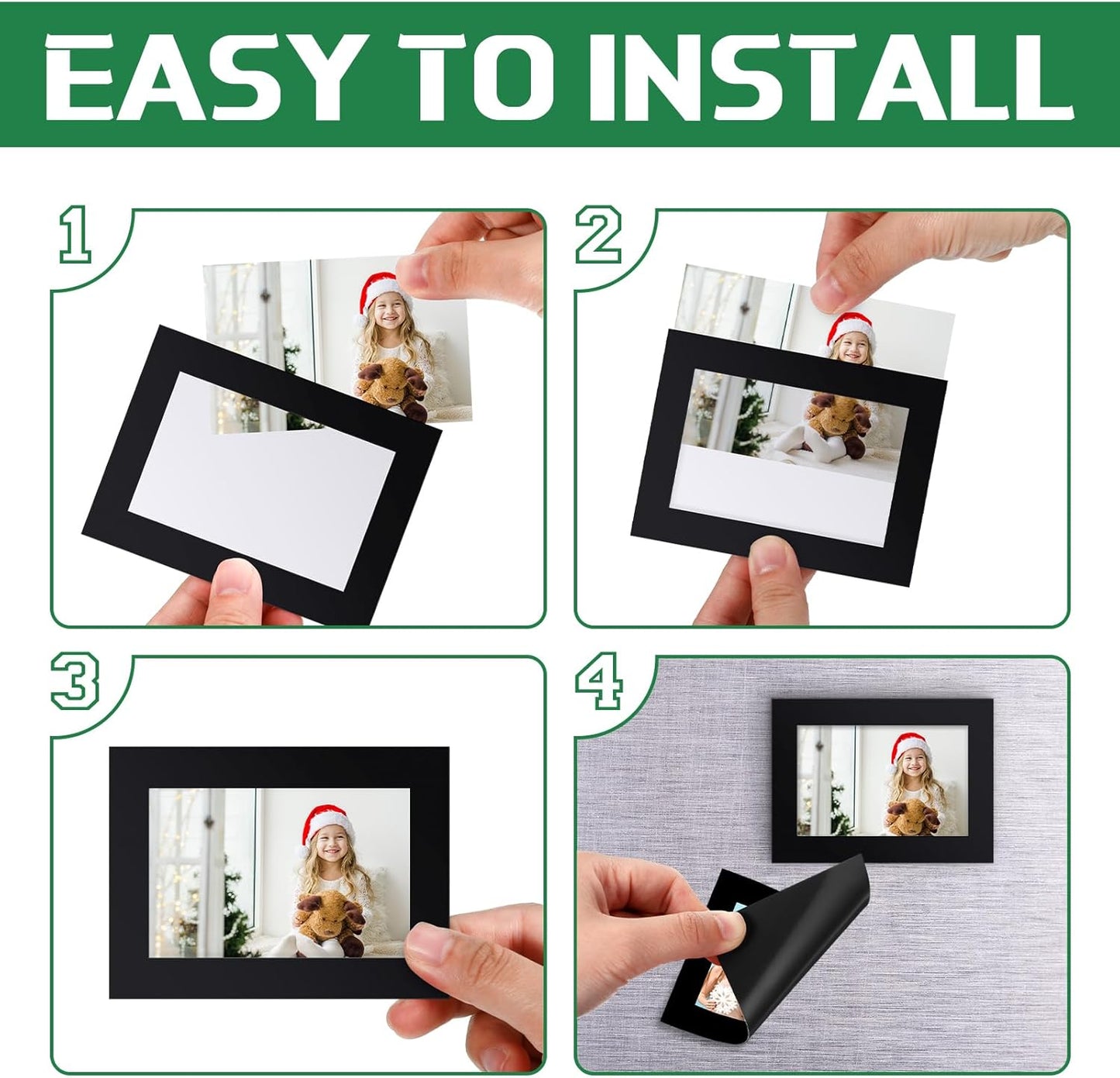 Soaoo 60 Pcs Magnetic Picture Frames Wallet Size 2.5 x 3.5 Inches Reusable Magnetic Photo Sleeves Picture Frame Holder for Home Cabinet Office Graduation Xmas Anniversary Classroom(Black)