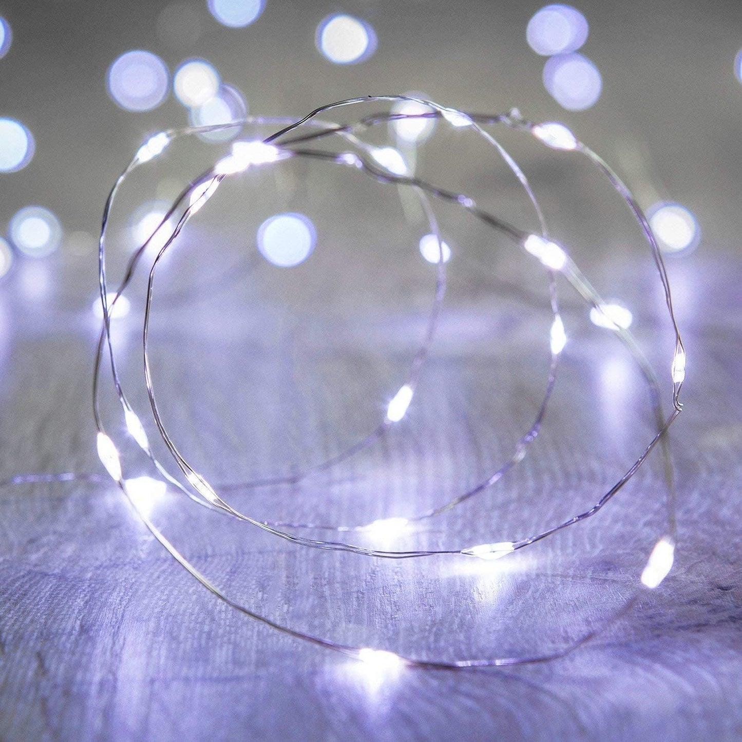 ANJAYLIA LED Fairy String Lights, 16.5Ft/5M 50leds Bright Light Party Home Festival Decorations Battery Operated Lights(White)