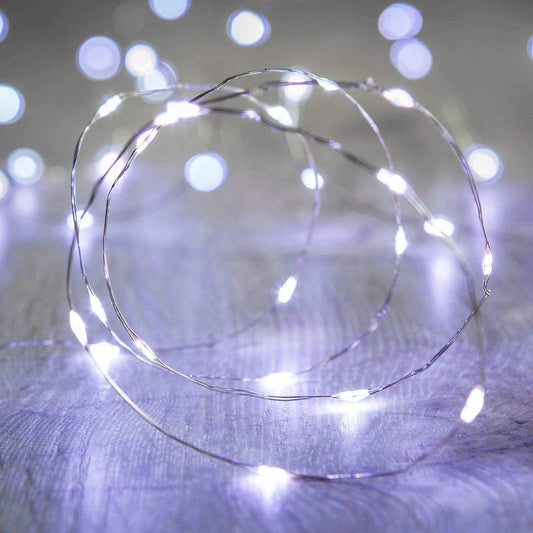 ANJAYLIA LED Fairy String Lights, 16.5Ft/5M 50leds Bright Light Party Home Festival Decorations Battery Operated Lights(White)