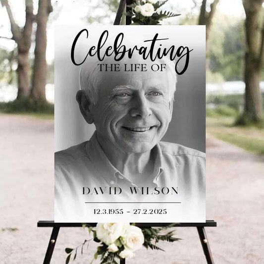Personalized Funeral Welcome Signs, Celebration Of Life Yard Sign, Celebration Of Life Decoration, Custom Memorial Signs, Minimalist Celebrate of Lifes Sign With Photo, Memory Signage For Funerals #9