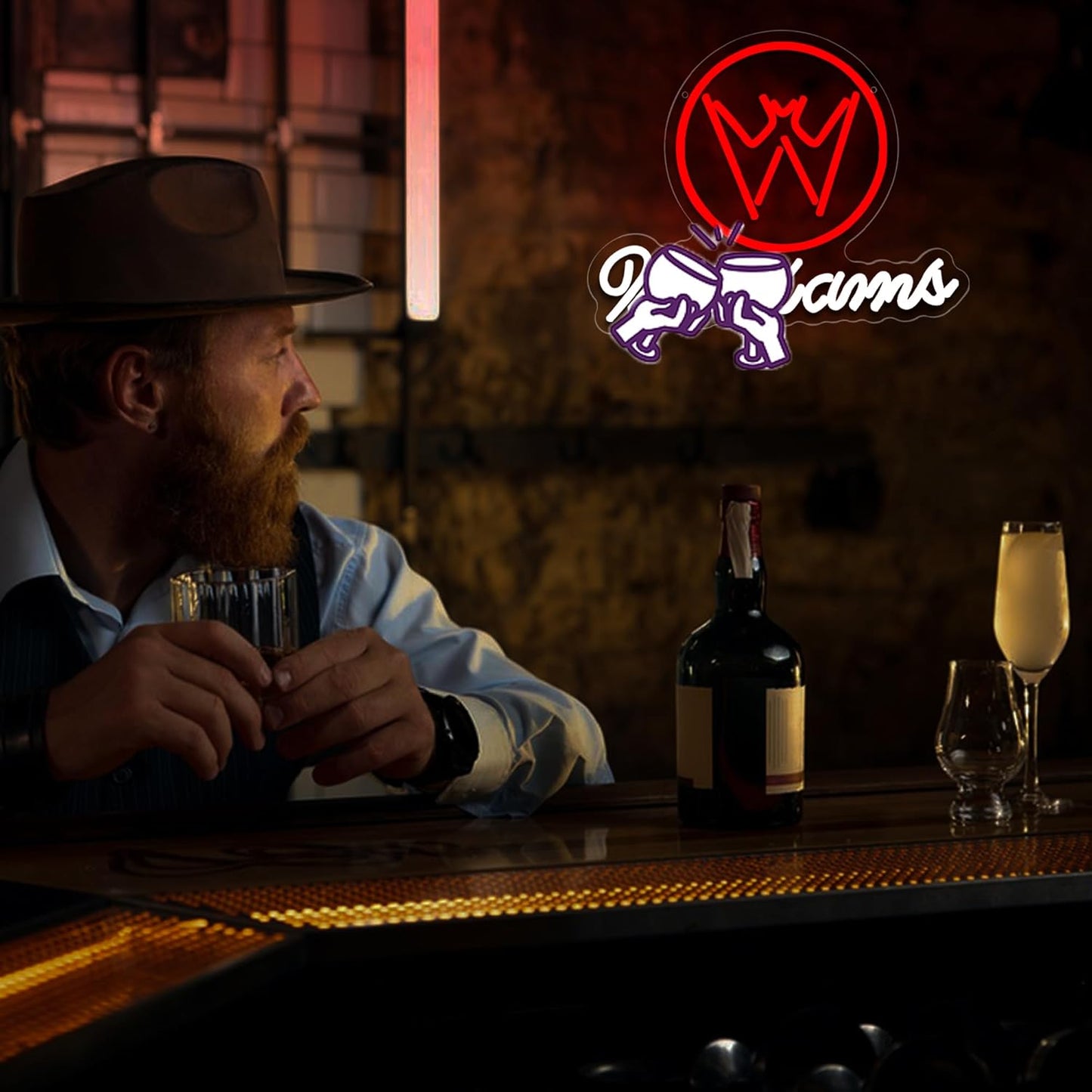 Beer Neon Sign for Wall Decor Beer Signs for Home Bar Neon signs for Wall Decor Men Whisky LED Light for Man Cave Bedroom Pub Birthday Party Decorations Gifts for Men Size15.7 * 12.2in(JTD241)