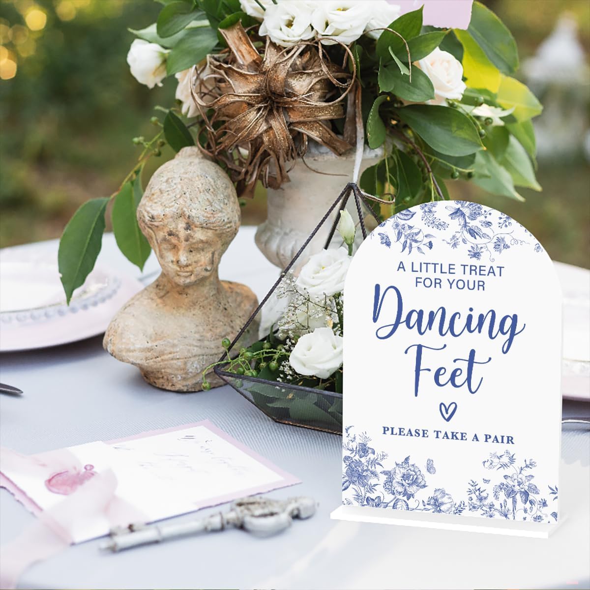 Acrylic Wedding Signs, Dusty Blue Wedding Decor, Blue Weddings Decor, Dancing Feet Signs for Reception, Modern Calligraphy Arch Acrylic Table Top Sign for Weddings Parties Dinners (White)