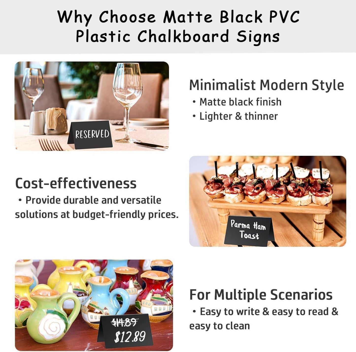 PigPotParty 4"x3" Mini Chalkboard Signs for Food, 12 Pcs Food Signs for Party Buffet, Small Chalk Board Food Labels, Table Place Cards, Wedding - Bakery - Birthday, Includes 2 Wet Erase Markers