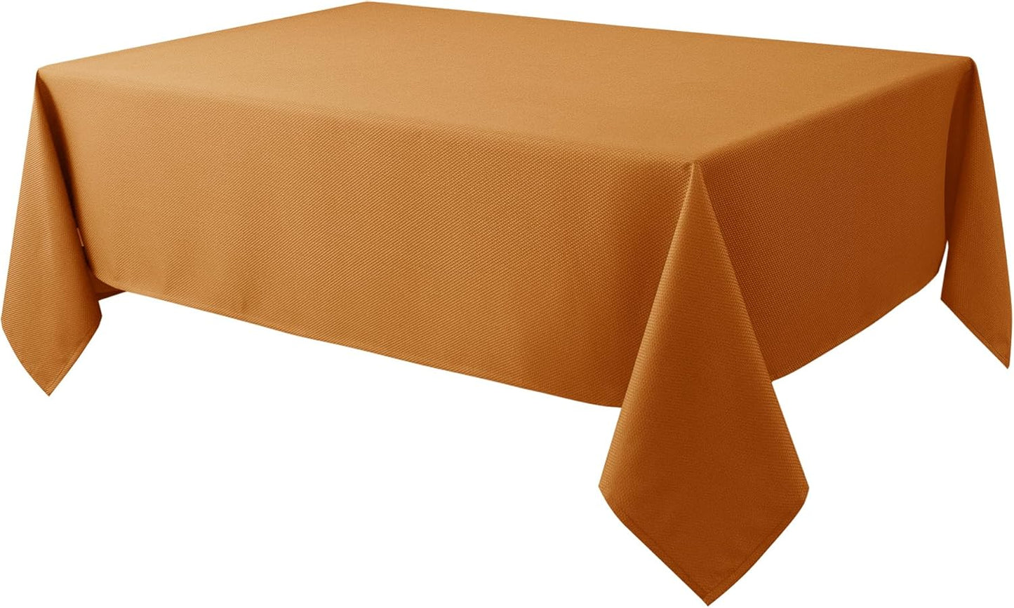 Biscaynebay Fall Tablecloth Textured Fabric 60x108 Inch Rectangular, Bronze Thanksgiving Autumn Harvest Water Resistant Fabric Tablecloths for Kitchen, Dining, Wedding, Parties Machine Washable