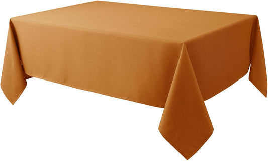 Biscaynebay Fall Tablecloth Textured Fabric 52x70 Inch Rectangular, Bronze Thanksgiving Autumn Harvest Water Resistant Fabric Tablecloths for Kitchen, Dining, Wedding, Parties Machine Washable