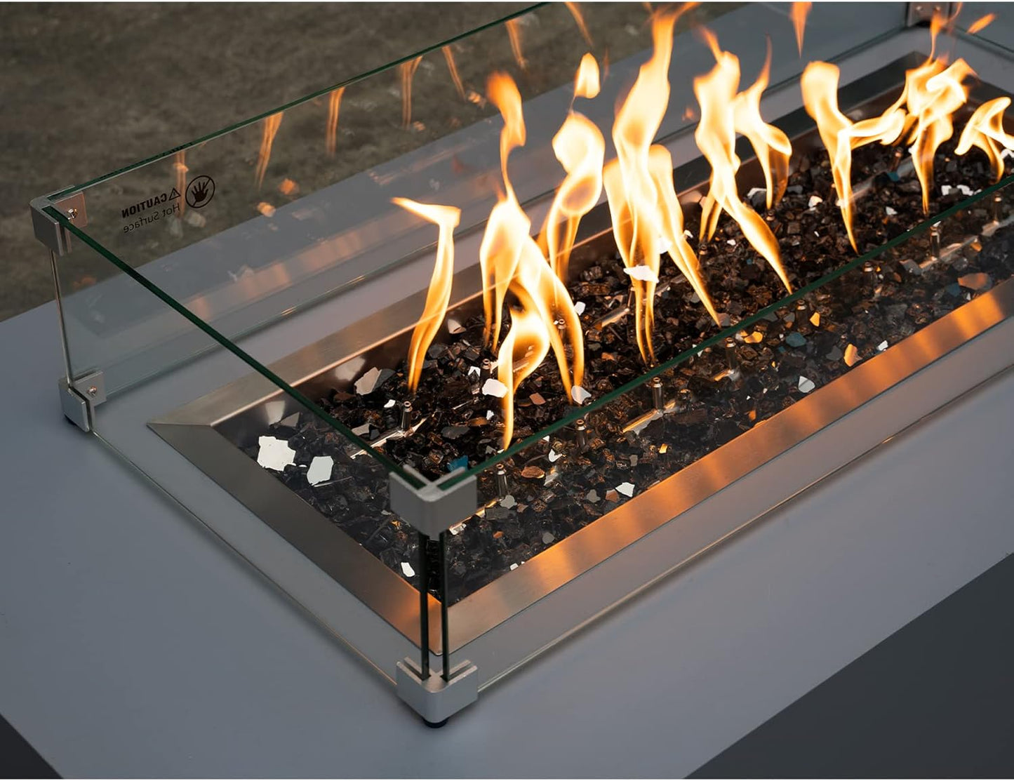 Stanbroil 10-Pound Fire Glass - 1/2 inch Reflective Tempered Fire Glass for Fireplace Fire Pit, Onyx Black Reflective