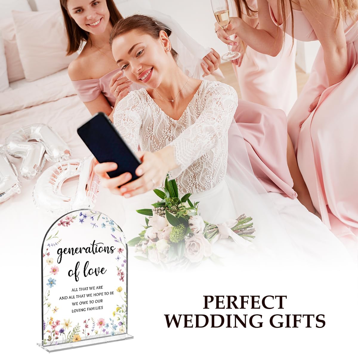 Wedding Sign，Genrations of Love Sign, Wedding Supplies 5x7 Inch, Kids Wedding Activities Acrylic Plaque, Please Help Yourself Sign, Wedding Signs for Ceremony Reception (Flower) decorative-signs183