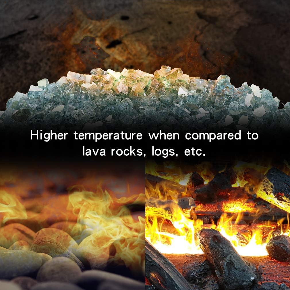 Stanbroil 10-Pound Fire Glass - 1/2 inch Reflective Tempered Fire Glass for Fireplace Fire Pit, Aqua Blue Reflective