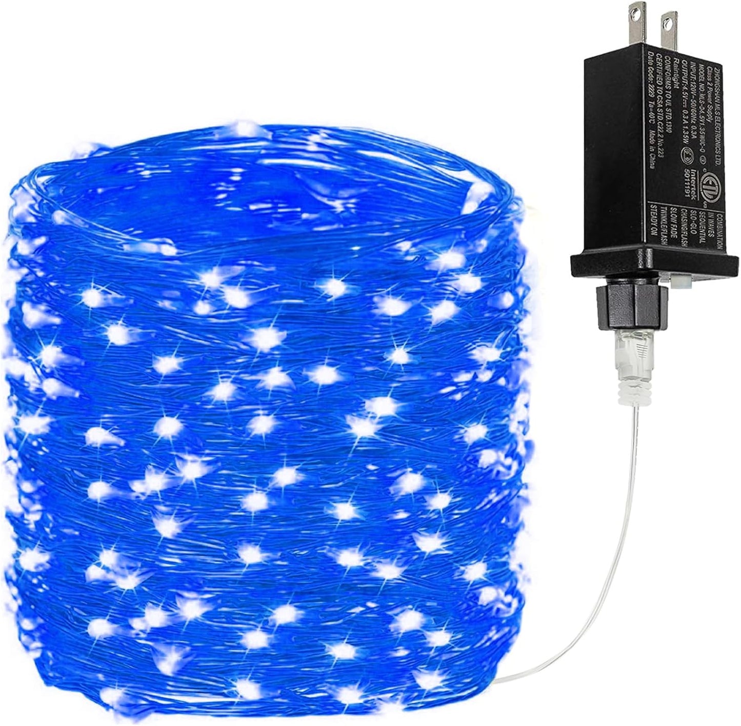 66Ft 200LED Fairy Lights Plug in, Waterproof String Lights Outdoor & Indoor 8 Modes with Timer, Christmas Light Bedroom Decor, Twinkle Light for Girl's Room Garden Christmas Decorations (Blue)