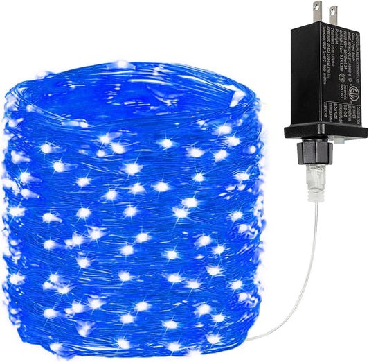 66Ft 200LED Fairy Lights Plug in, Waterproof String Lights Outdoor & Indoor 8 Modes with Timer, Christmas Light Bedroom Decor, Twinkle Light for Girl's Room Garden Christmas Decorations (Blue)