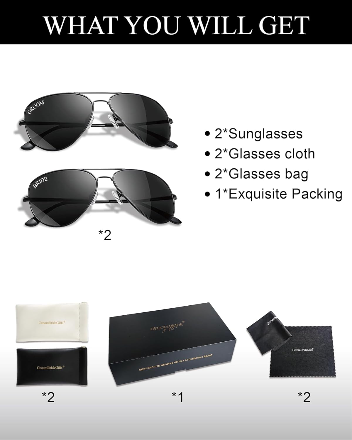 Bride and Groom Polarized Sunglasses for Wedding – UV400 Protection, Lightweight & Stylish Couple Sunglasses