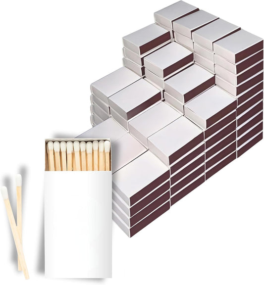 250 Boxes Blank White Wooden Matches | Strike on Box Matchboxes Traditional Wooden Matchsticks | Wedding Party Event Favors to Customize