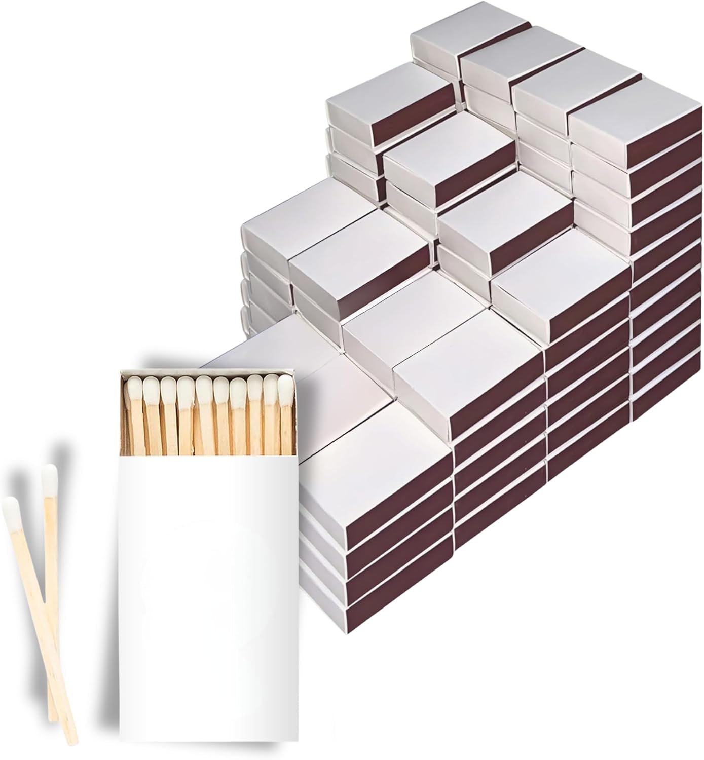 50 Boxes Blank White Wooden Matches | Strike on Box Matchboxes Traditional Wooden Matchsticks | Wedding Party Event Favors to Customize