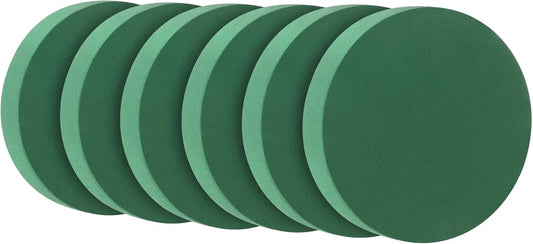 Frienda 6 Pieces Floral Foam Blocks for Artificial Flowers,Thanksgiving Christmas Party Supplies, Dry & Wet Floral Foam Round Kit for Flower Arrangement Wedding Decoration(6.5 x 1.57 Inch)