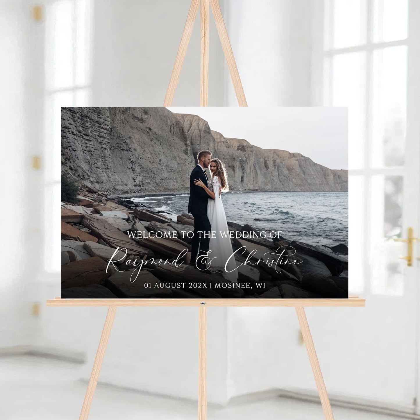 Personalized Wedding Photo Acrylic Welcome Sign – Custom Picture Board with Bride & Groom Names, Elegant Acrylic Wedding Reception Entrance or Ceremony Decoration, Indoor & Outdoor Keepsake Gift #7