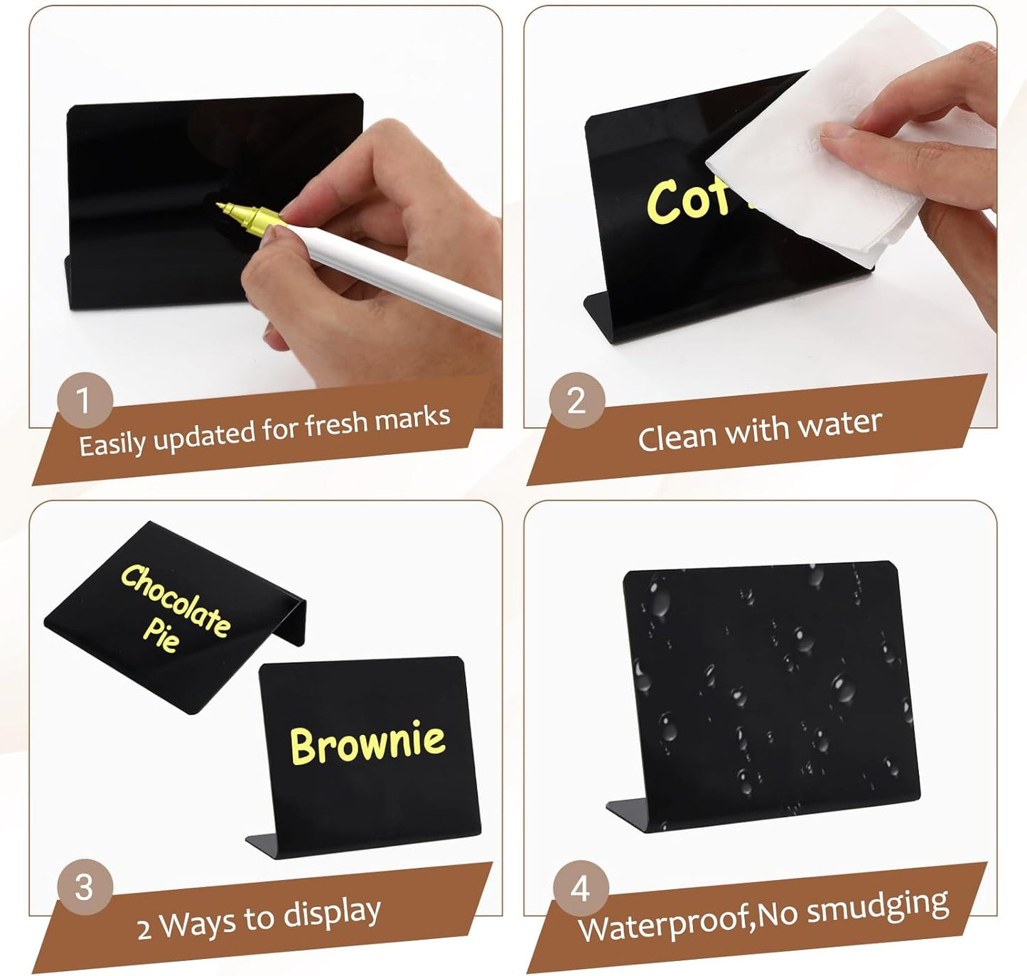 50Pcs Food Labels for Party Buffet PVC Erasable Writing Pad Mini Chalkboard Signs Thickened and Durable Occasions are Birthday Bakery Wedding Price Display Boards