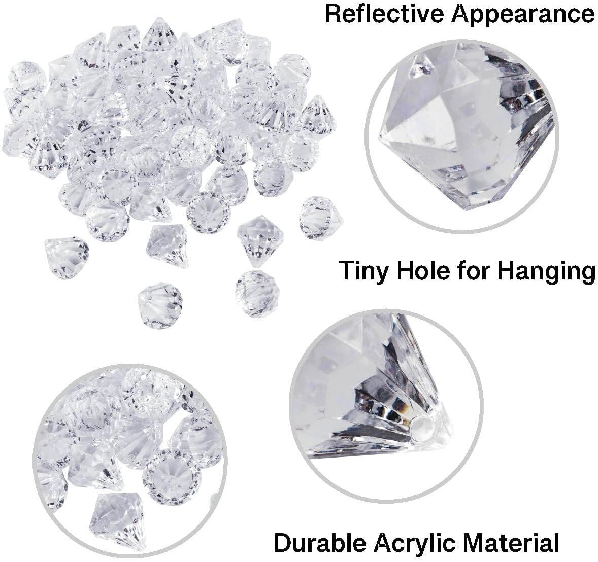 Super Z Outlet Acrylic Clear Ice Rock Diamond Crystals Treasure Gems for Table Scatters, Vase Fillers, Event, Wedding, Arts & Crafts, Birthday Decoration Favor (60 Pieces)