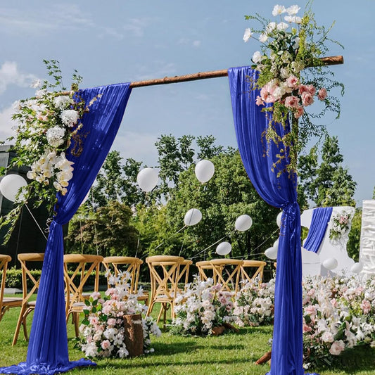 Royal Blue Wedding Arch Draping Fabric 2 Panels 29" x 20 FT Blue Wedding Drapes for Backdrop Sheer Curtain Drapes for Romantic Bridal Baby Shower Ceremony Birthday Party Fall Outdoor Events