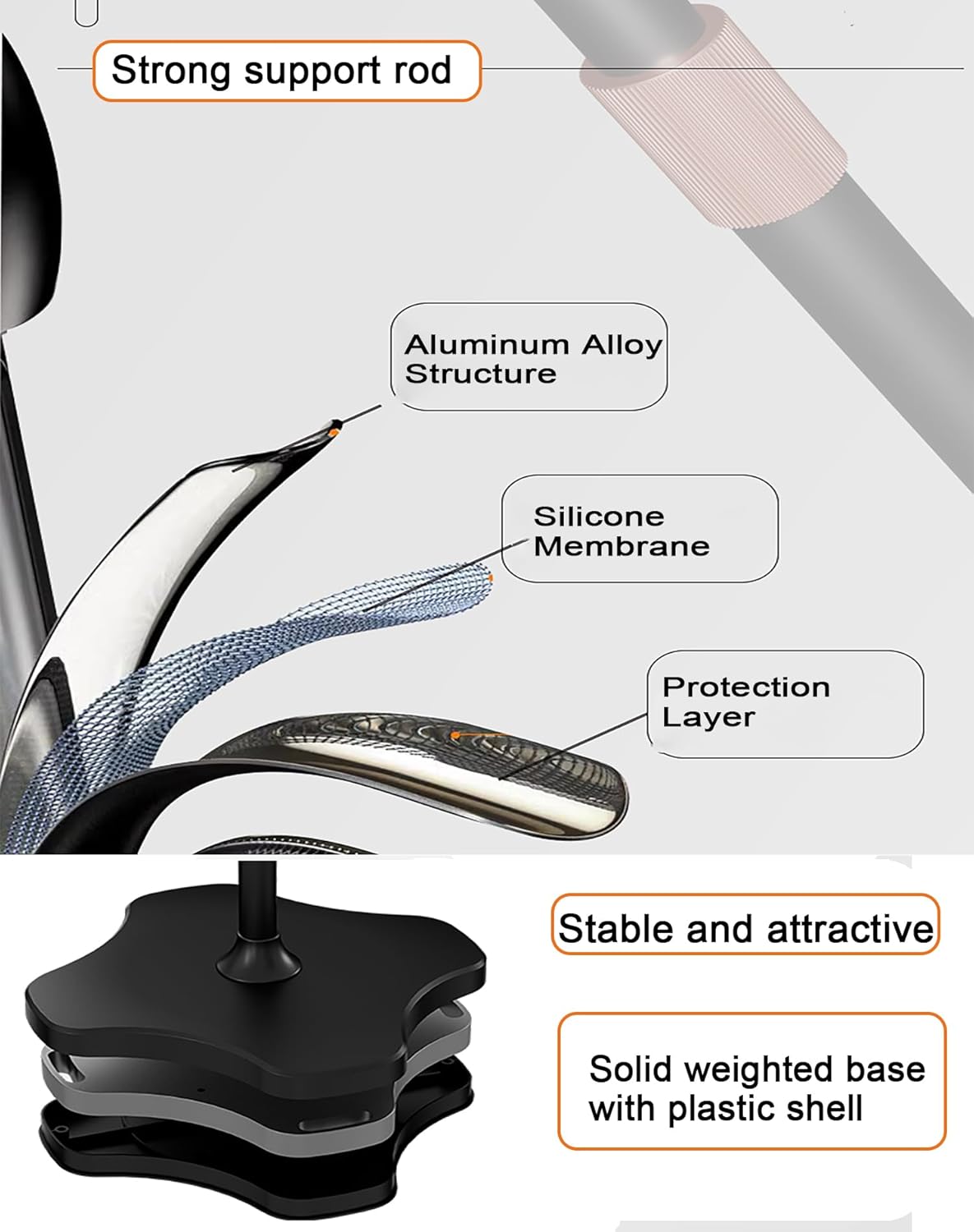 Mic Stand Floor with Boom Arm Microphone Stand with Heavy Weighted Base, Adjustable Height 25" to 69", Music Stand with Mic Holder, Cable Clips for Performance, Podcast, Recording Studio, Karaoke