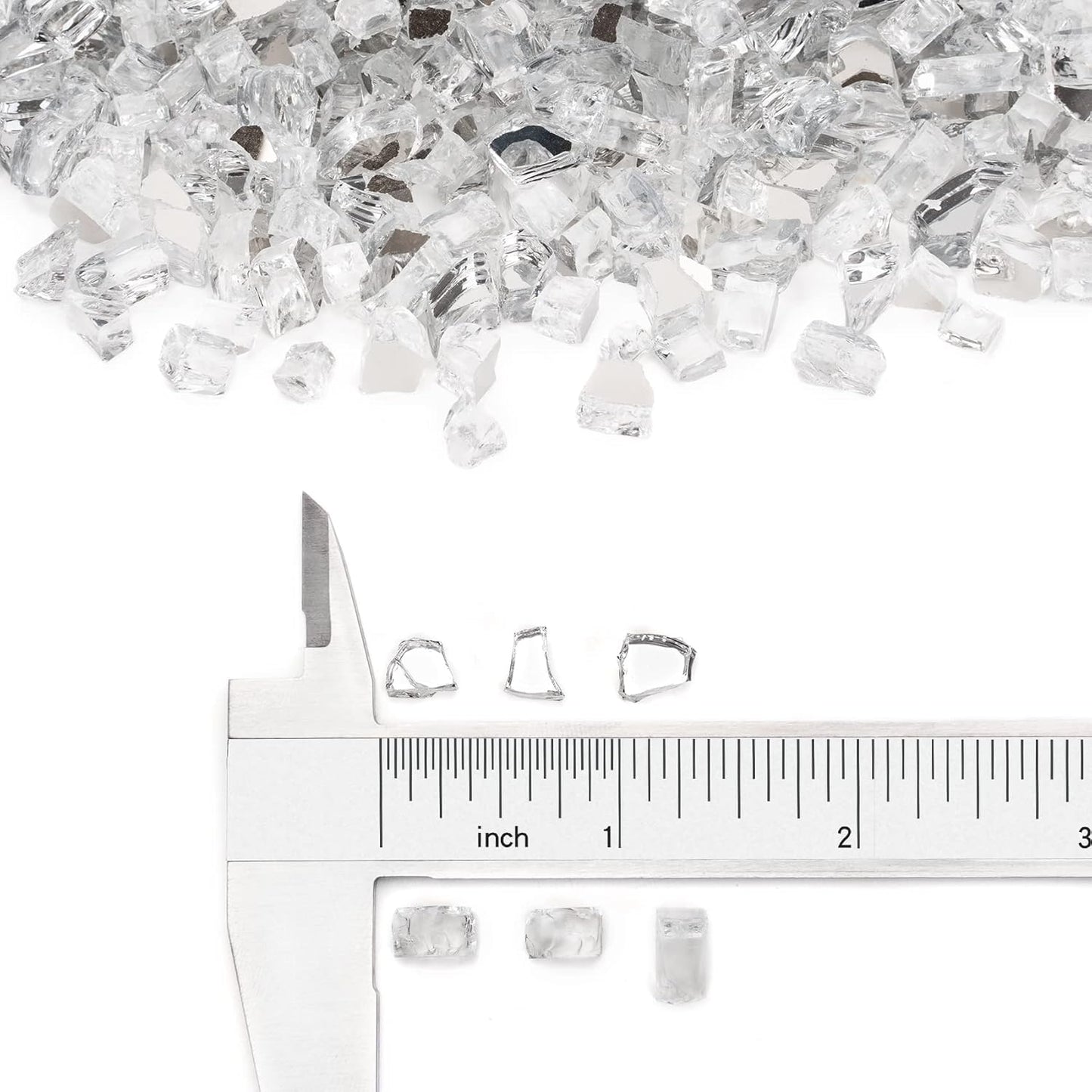 Stanbroil 10-Pound Fire Glass - 1/4 inch Reflective Tempered Fire Glass for Fireplace Fire Pit, Platinum Reflective