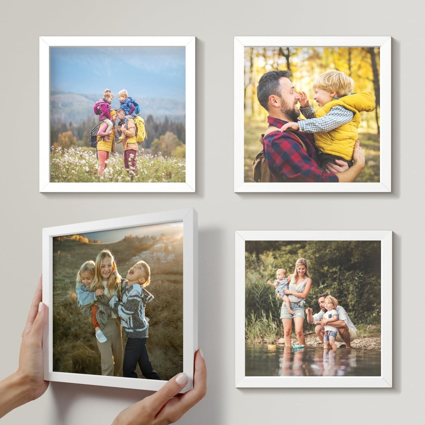 Mixtiles Official - Custom Photo Tiles - Personalized Printed Photos - Magnetic Wall Frames - Adhesive Sticker, No Nails - Various Sizes and Frames - 8x8-tiles-Tile - Clean Frame