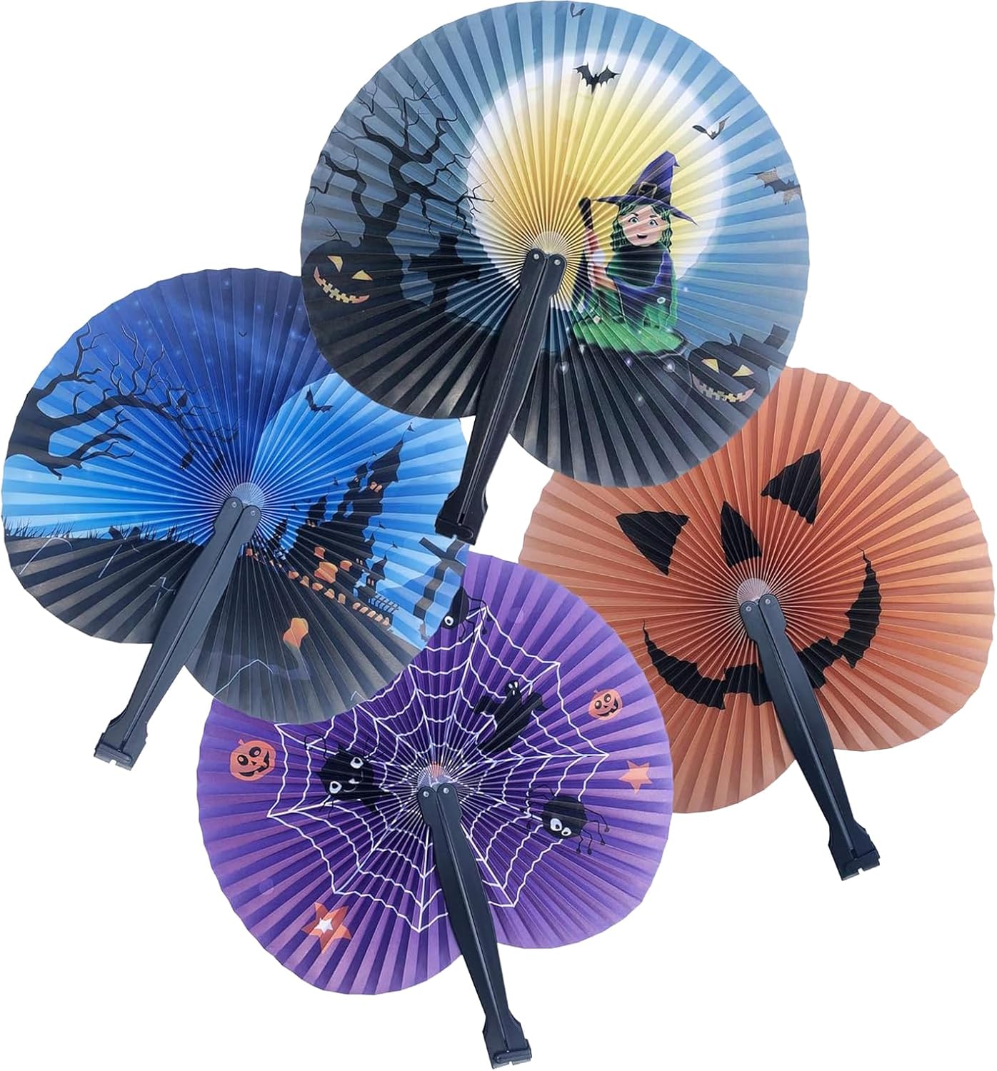 20 Pack Halloween Party Decoration Handheld Folding Paper Fan Bulk Set for Halloween Party Supplies Halloween Party Favor