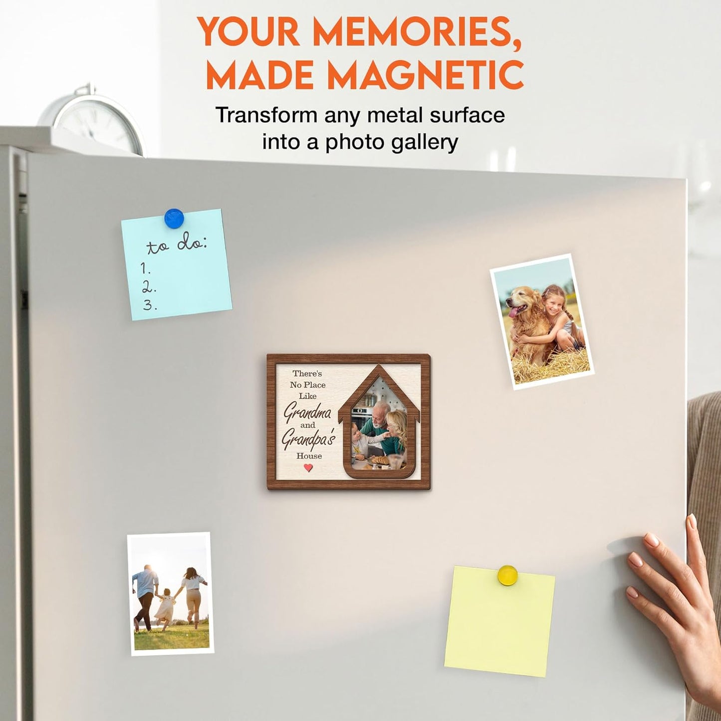 Magnetic Picture Frames - GRANDMA & GRANDPA'S HOUSE - Christmas Gift for Grandparents - Unique Magnet Photo Frame For Women, Men - Magnetic Frames for Refrigerator, Locker & More