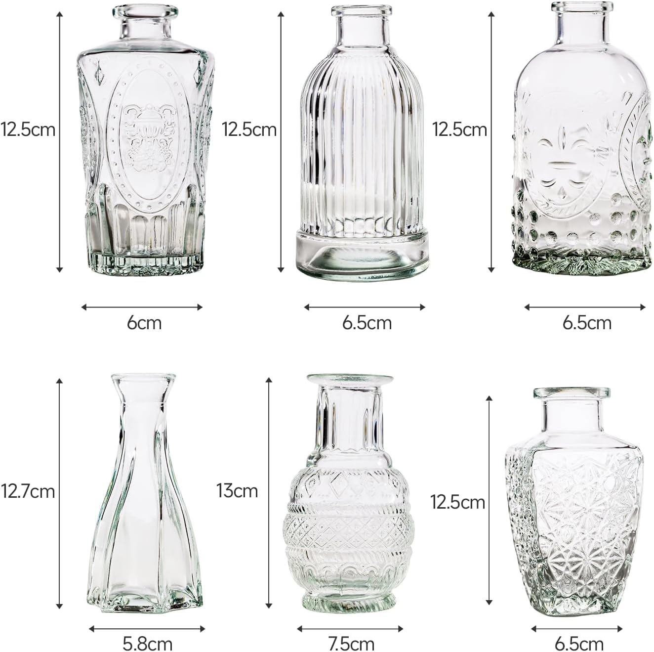 12 Pcs Bud Vase Set, Vases for Centerpieces, Cute Glass Bud Vases in Bulk, Small Vases for Flowers, Mini Vase Set for Wedding Decorations, Home Table Flower Décor