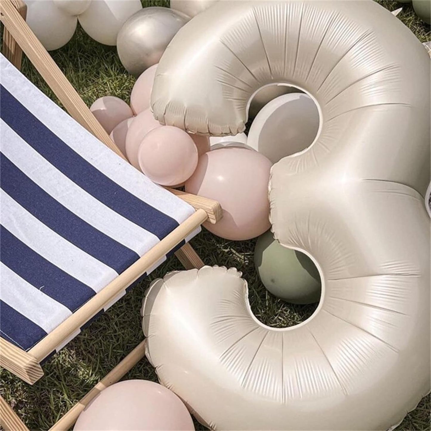 Cream 2 Balloons, 40 Inch Giant Helium Foil Number 0-9 Beige 2th Birthday Balloon for Boys Girls, Self Inflating White Sand Digit 2 Balloons for Women Men Anniversary Party Decorations Supplies