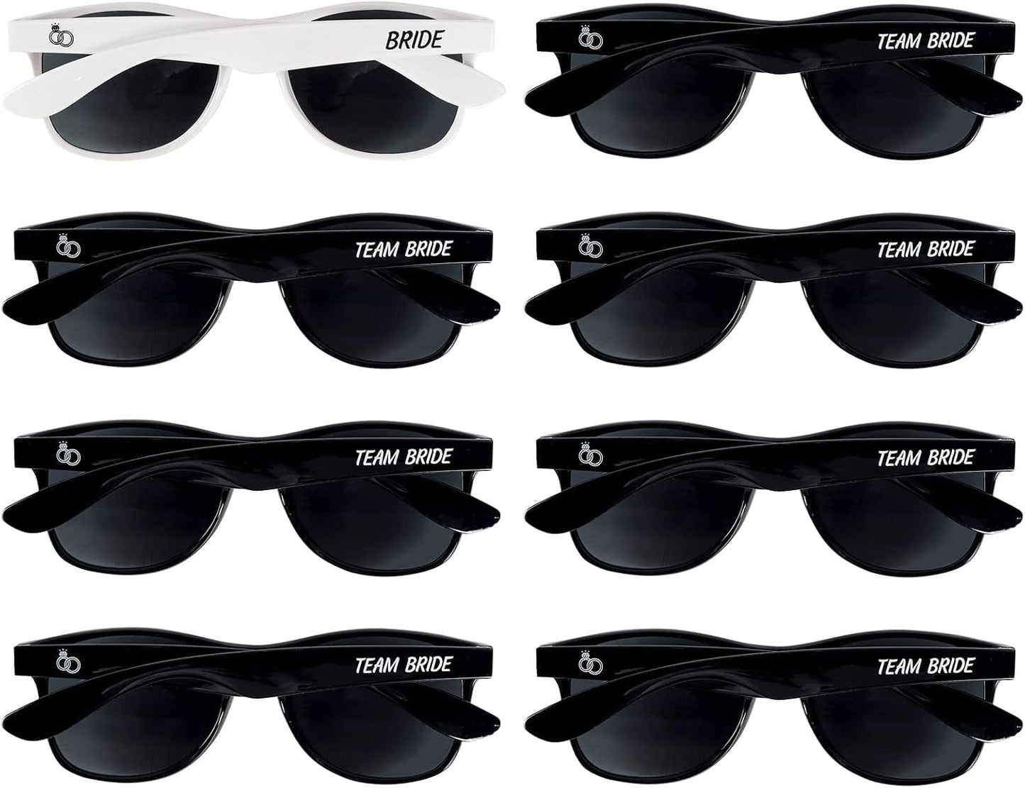 Bachelorette Party Sunglasses - Set of 1 Bride & 7 Team Bride Sun Glasses Pack of 8 Bridesmaid Favor Supplies Bridal Wedding