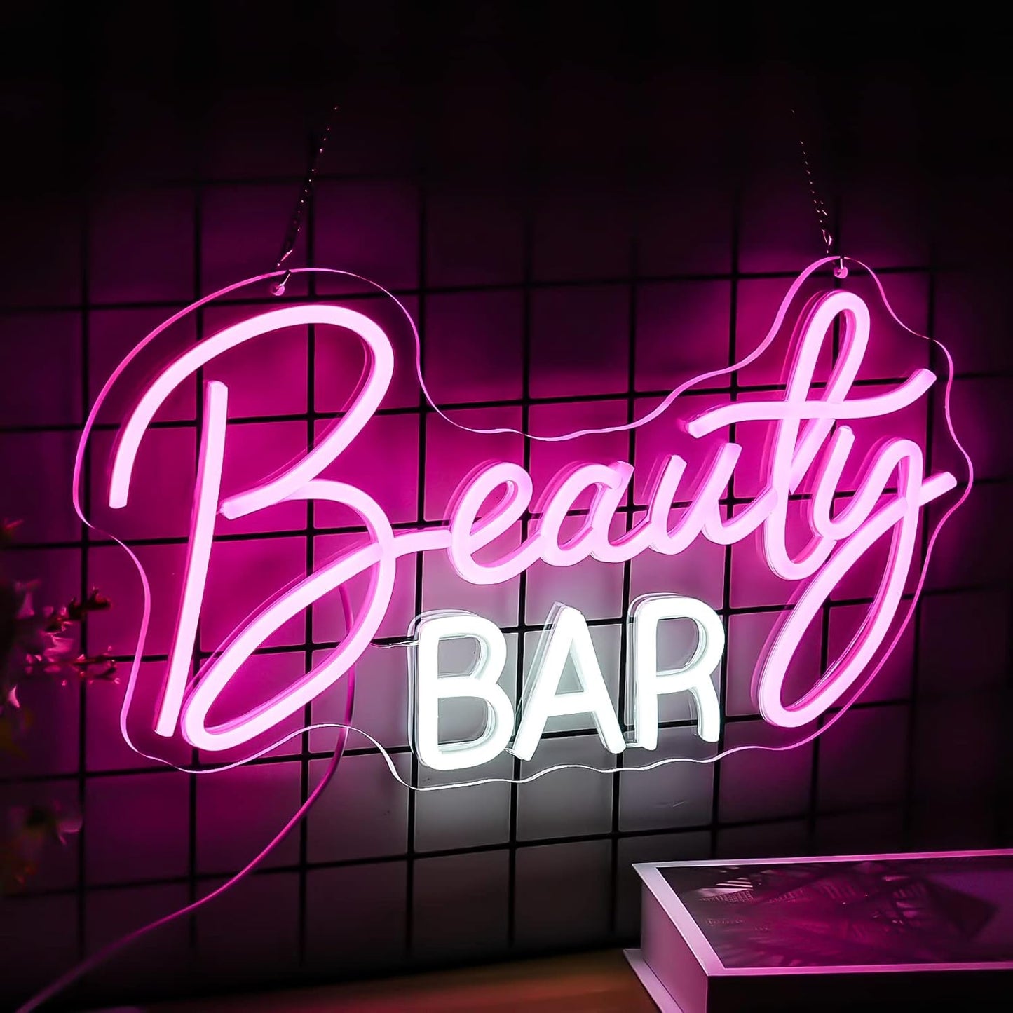 Beauty Bar Neon Sign, Pink Light Up Neon Lights For Wall Decor, Girls Makeup Room Bedroom Decor - Energize Your Space With Magical Ambiance（16.5 X 9 inch）